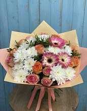 Букет цветов из:  Розы, Герберы и Хризантемы в Мишутино