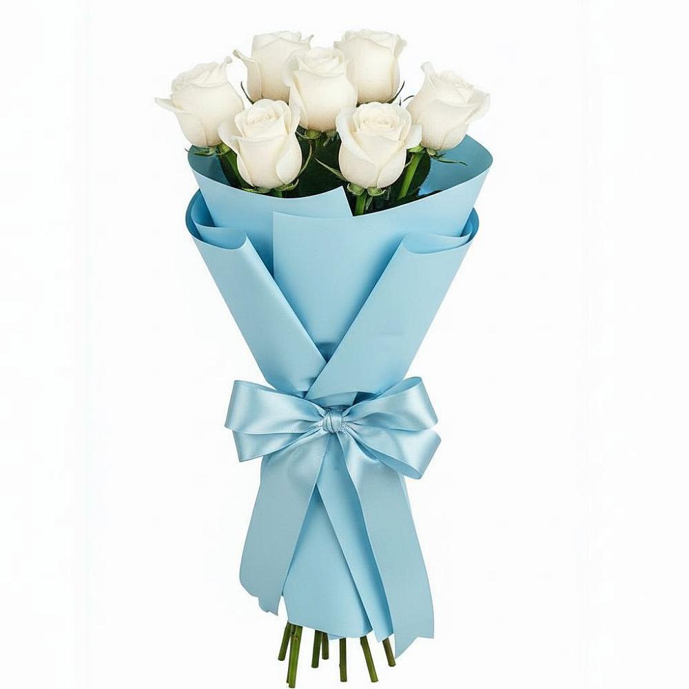 Букет 7 белых роз Проуд в Мишутино