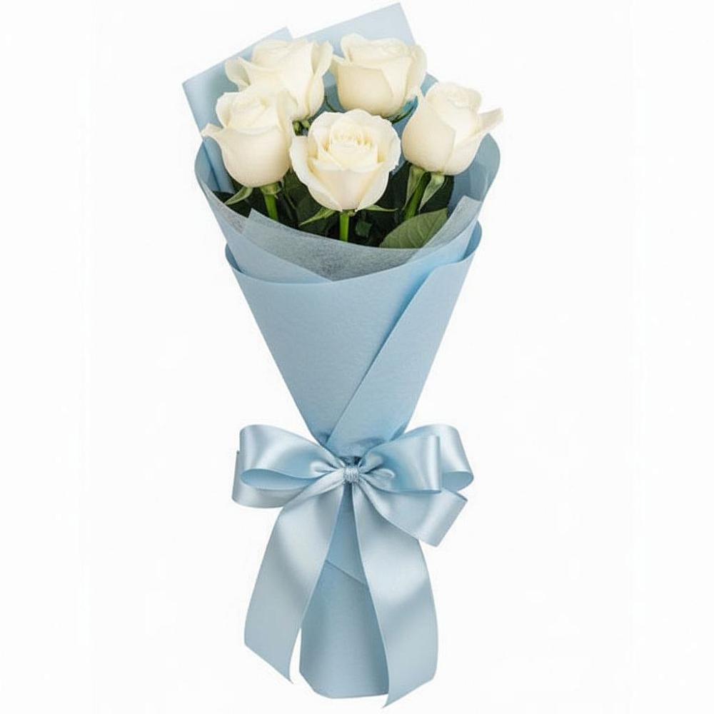 Букет 5 Белых роз Проуд в Мишутино