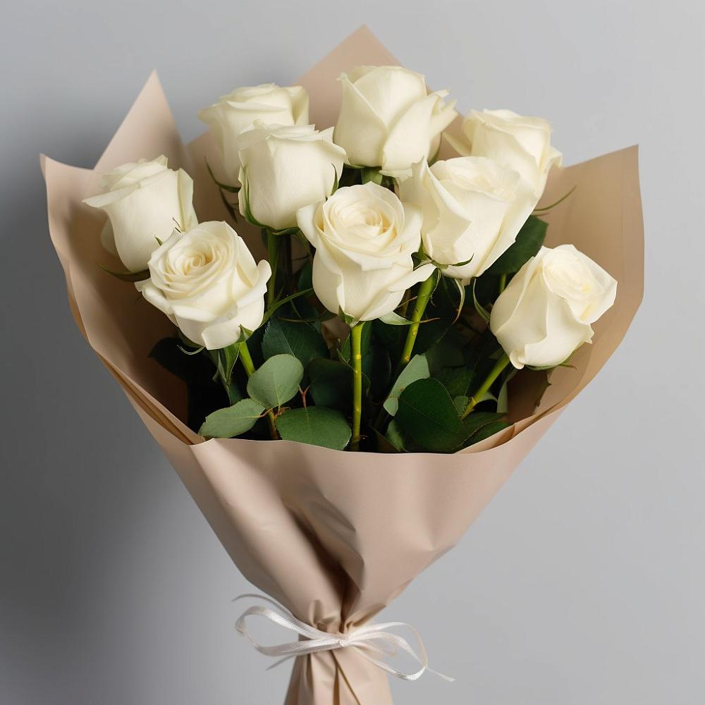 Букет 9 Белых роз Эдлесс Лав в Мишутино