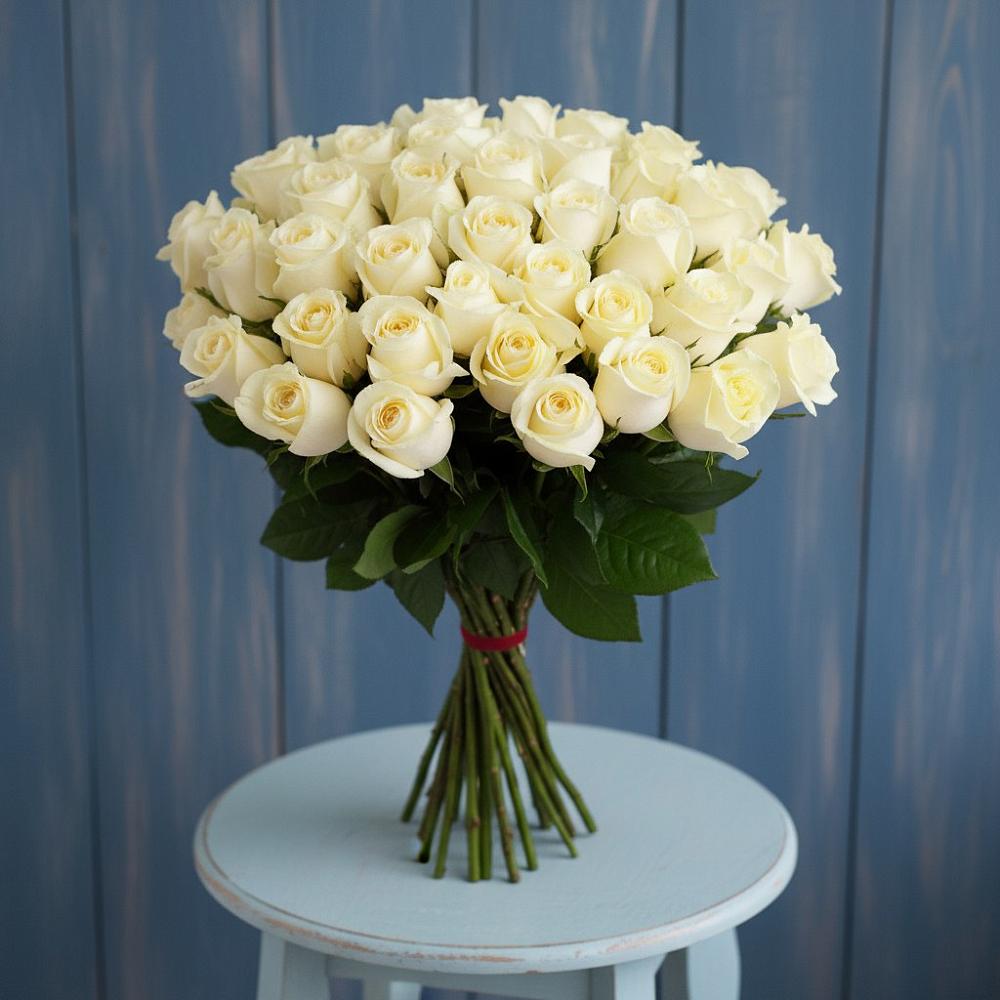 Букет 51 Белая роза Эдлесс Лав в Мишутино