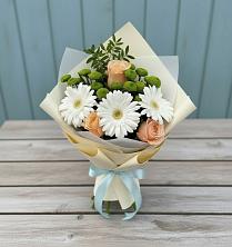 Букет цветов из:  Герберы, Розы и Хризантемы в Мишутино